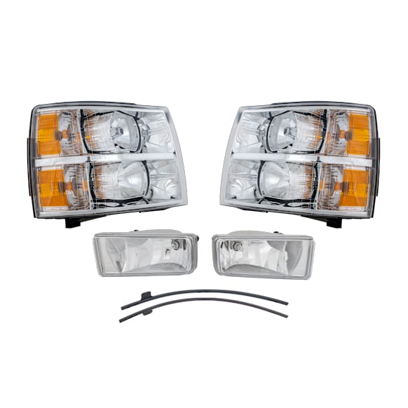 5-Piece Kit Driver and Passenger Side Halogen Headlight, With bulb(s), OE Replacement, Includes (2) Headlight, (1) Fog Light and (2) Bumper Trim