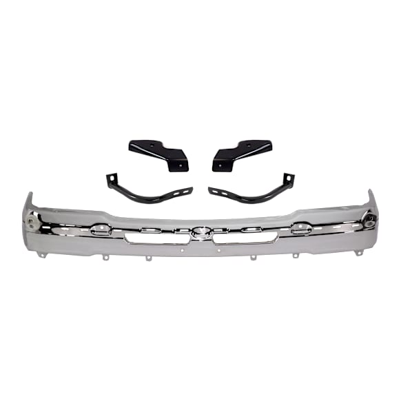 2004 Chevrolet Silverado 1500 - 5-Piece Kit Front Bumper, For Models Without Convenience Package, Chrome, Extended Cab Pickup, Includes (1) Bumper and (4) Bumper Bracket
