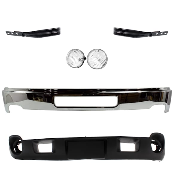 2012 GMC Sierra 2500 HD - 5-Piece Kit Front Bumper, Chrome, Includes (1) Bumper, (1) Valance, (1) Fog Light and (2) Bumper Bracket