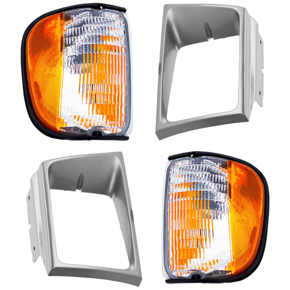4-Piece Kit, Driver and Passenger Side Halogen Corner Light, Without bulb(s), Includes (2) Corner Light and (2) Headlight Door