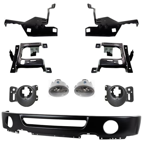 2007-2008 Lincoln Mark LT - 9-Piece Kit Front Bumper, Paint to Match, Includes (1) Bumper, (4) Bumper Bracket, (2) Fog Light, and (2) Fog Light Bracket