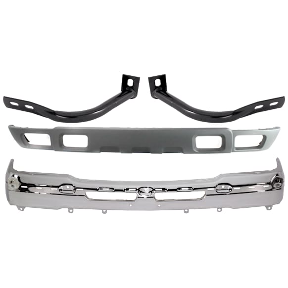 2004 Chevrolet Silverado 1500 Base - 4-Piece Kit Front Bumper, Chrome, Includes (1) Bumper, (2) Bumper Bracket, and (1) Valance