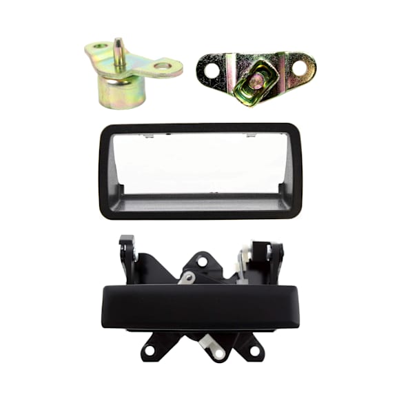 4-Piece Kit Tailgate Handle, Textured Black, Plastic, Without Camera Hole, Without Key Hole, Includes (2) Tailgate Handle and (2) Tailgate Hinge