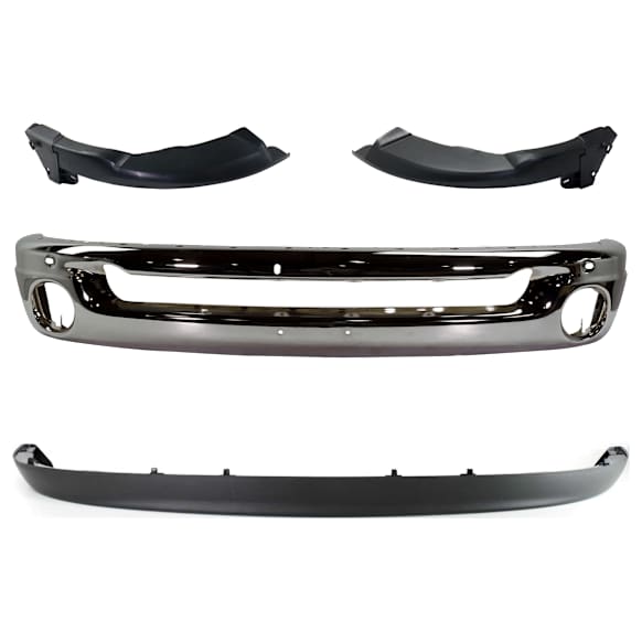 2002-2005 Dodge Ram 1500 - 4-Piece Kit, Front Bumper, Chrome, Includes (1) Bumper, (2) Bumper Bracket, and (1) Valance