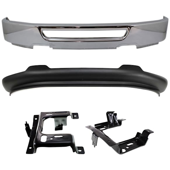 4-Piece Kit Front Bumper, Chrome, Includes (1) Bumper, (2) Bumper Bracket, and (1) Valance