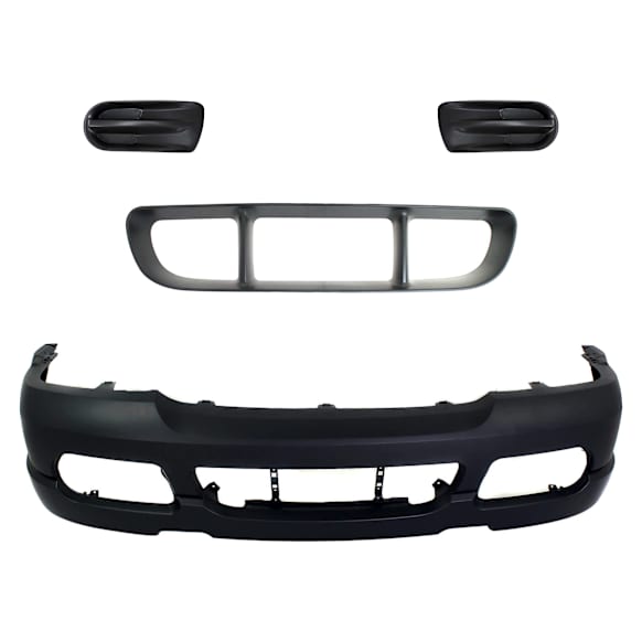 4-Piece Kit Front Primed Bumper Cover, Includes (1) Bumper Cover, (1) Bumper Grille, and (2) Fog Light Cover