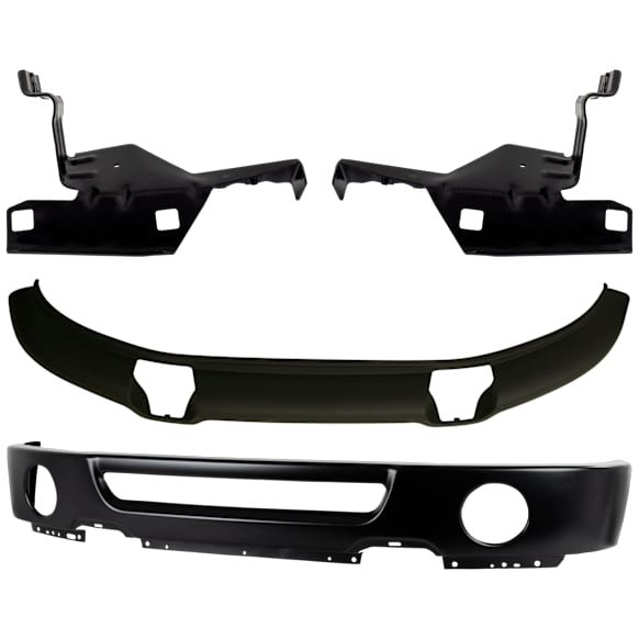 2006 Ford F-150 - 4-Piece Kit Front Bumper, 4WD, Production Date From August 9 2005, Upper Cover Bracket, Paint to Match, Includes (1) Bumper, (2) Bumper Bracket, and (1) Valance