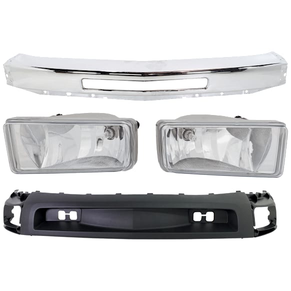 2008 Chevrolet Silverado 2500 HD - 3-Piece Kit Front Bumper, Chrome, Includes (1) Bumper, (2) Fog Light, and (1) Valance