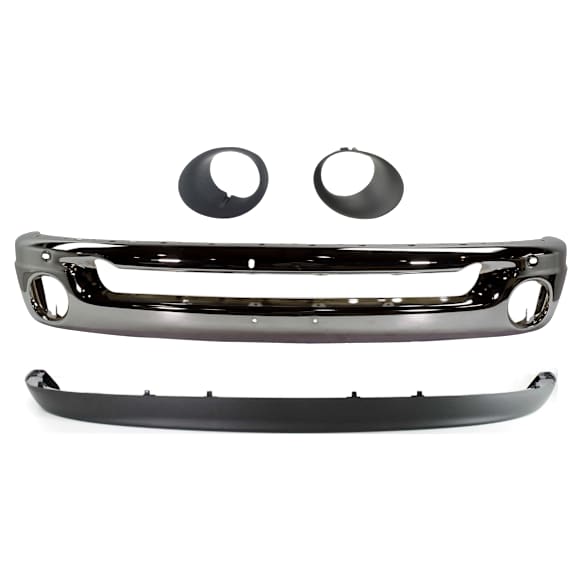 2002-2008 Dodge Ram 1500 - 4-Piece Kit, Front Bumper, Chrome, Includes (1) Bumper, (2) Fog Light Trim, and (1) Valance