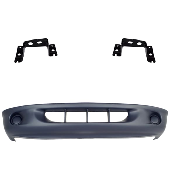 1999 Dodge Dakota - 3-Piece Kit Front, Lower Primed Bumper Cover, For Models With 2-Piece Bumper, Includes (2) Bumper Bracket and (1) Bumper Cover