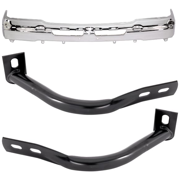 2004 Chevrolet Avalanche 1500 - 3-Piece Kit Front Bumper, For Models Without Body Cladding, Chrome, Includes (1) Bumper and (2) Bumper Bracket