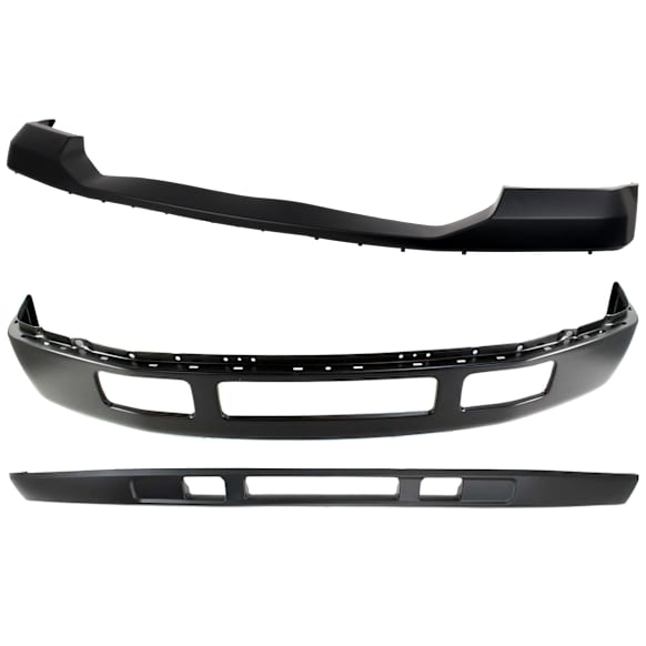 2006 Ford F-250 Super Duty - 3-Piece Kit Front Bumper, For Models Without Fender Flare Holes, Painted Black, Includes (1) Bumper, (1) Bumper Cover, and (1) Valance