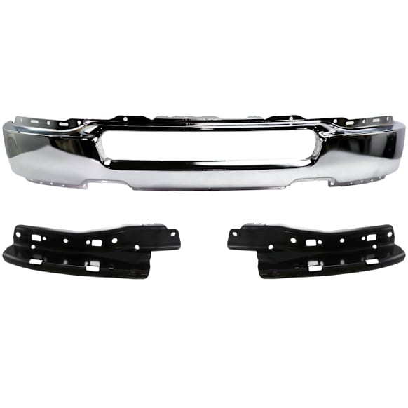 3-Piece Kit Front Bumper, Chrome, Includes (1) Bumper and (2) Bumper Bracket