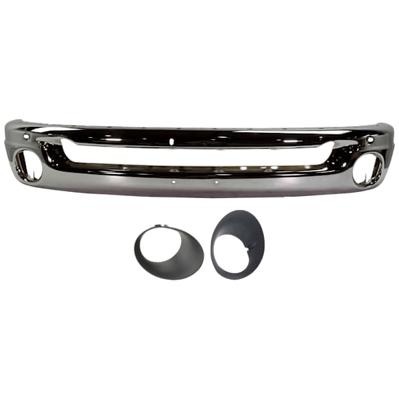2007 Dodge Ram 2500 SLT - 3-Piece Kit Front Bumper, New Body Style, Chrome, Includes (1) Bumper and (2) Fog Light Trim