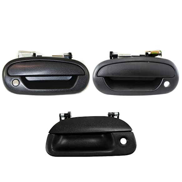 3-Piece Kit Tailgate Handle, Textured Black, Plastic, Without Camera Hole With Key Hole, Includes (2) Exterior Door Handle and (1) Tailgate Handle