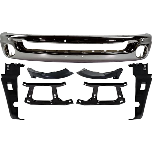 2002 Dodge Ram 1500 ST - 7-Piece Kit Front Bumper, Chrome, Includes (1) Bumper and (6) Bumper Bracket