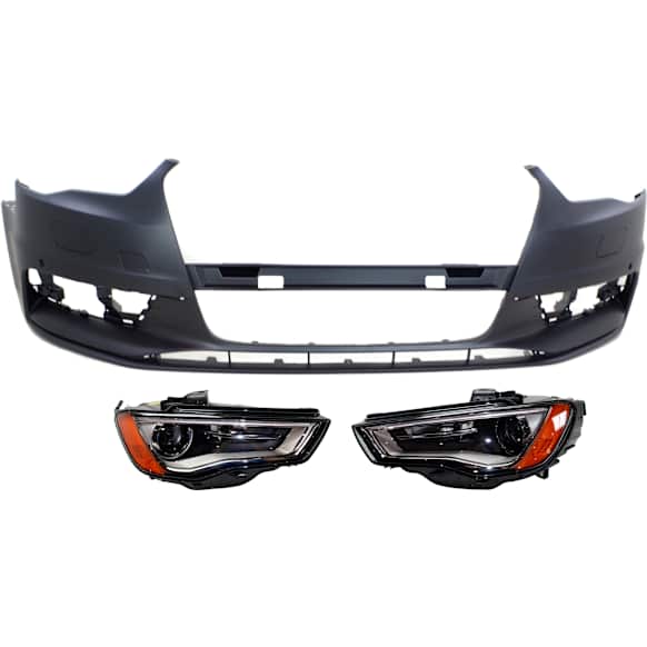 3-Piece Kit Driver and Passenger Side HID/Xenon Headlight, Without bulb(s), OE Replacement, Includes (2) Headlight and (1) Bumper Cover