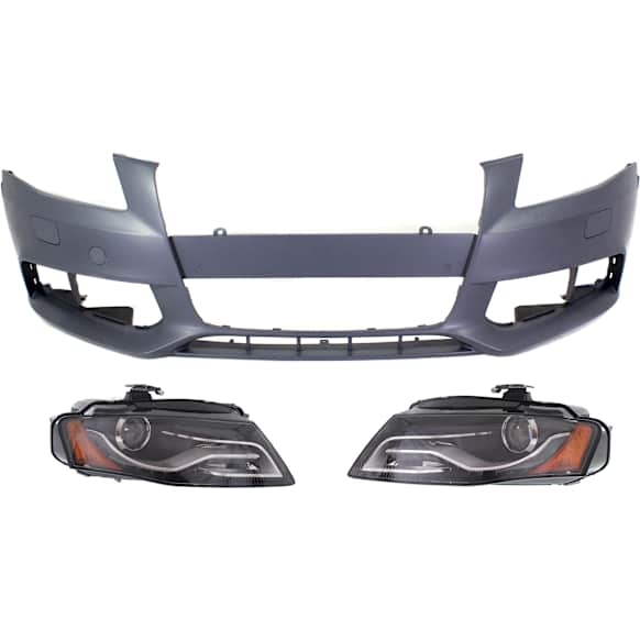 3-Piece Kit Driver and Passenger Side HID/Xenon Headlight, Without bulb(s), OE Replacement, Includes (2) Headlight and (1) Bumper Cover