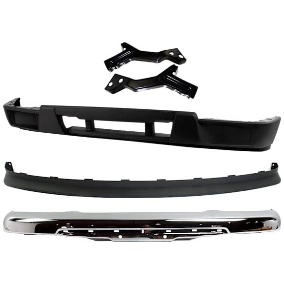 4-Piece Kit Front Bumper Chrome, Includes (1) Bumper Cover, (1) Bumper Bracket, (1) Valance and (1) Bumper