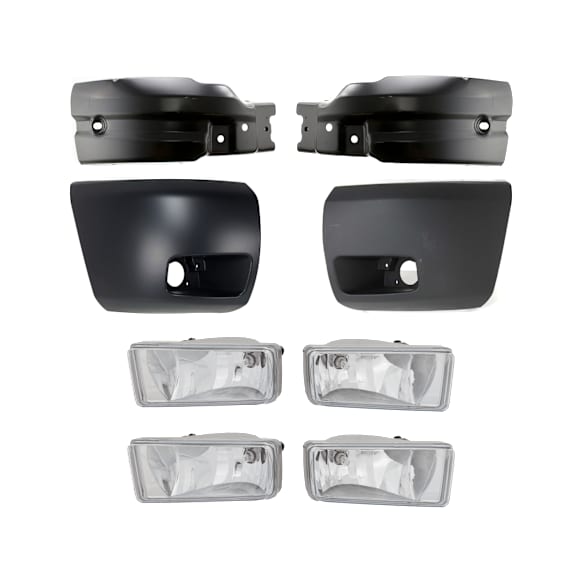 5-Piece Kit Driver and Passenger Side Halogen Fog Light, With bulb(s), Includes (1) Fog Light and (4) Bumper End