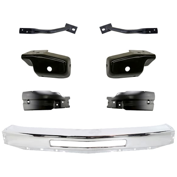 7-Piece Kit, Front Bumper, Chrome, Includes (1) Bumper, (4) Bumper Bracket, and (2) Bumper End