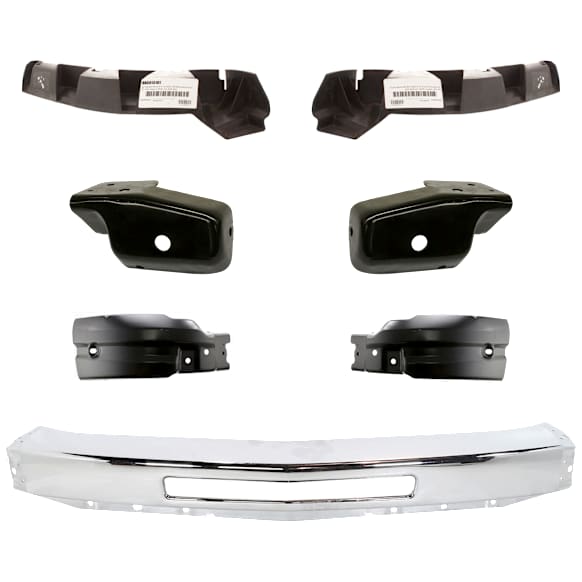 2008 Chevrolet Silverado 2500 HD - 7-Piece Kit Front Bumper, Chrome, Includes (1) Bumper, (4) Bumper Bracket, and (2) Bumper End