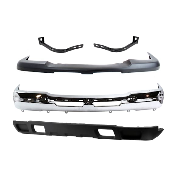 2003-2006 Chevrolet Silverado 1500 - 5-Piece Kit, Front Bumper, Chrome, Includes (1) Bumper, (2) Bumper Bracket, (1) Bumper Cover, and (1) Valance