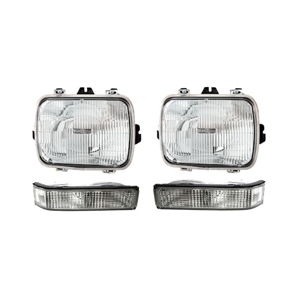 4-Piece Kit Driver and Passenger Side Halogen Headlight, With bulb(s), OE Replacement, Includes (1) Headlight and (2) Turn Signal Light