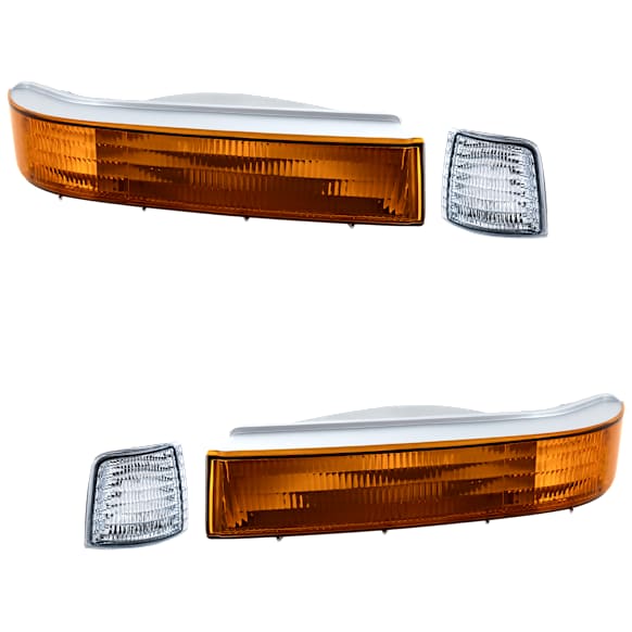 4-Piece Kit Front, Driver and Passenger Side Turn Signal Light, Without bulb(s), Includes (2) Turn Signal Light and (2) Corner Light
