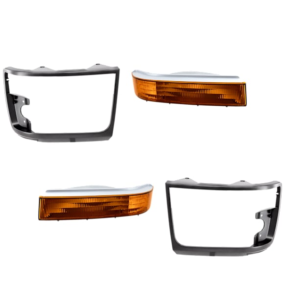 4-Piece Kit Front, Driver and Passenger Side Turn Signal Light, Without bulb(s), Includes (2) Turn Signal Light and (2) Headlight Door