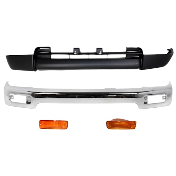 1996-1998 Toyota 4Runner - 4-Piece Kit, Front, Driver and Passenger Side Bumper, Sport Utility, Chrome, Includes (1) Bumper, (2) Turn Signal Light, and (1) Valance
