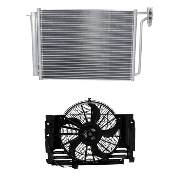 2000 BMW X5 - 2-Piece Kit A/C Condenser, 4.4L 8Cyl,  Includes (1) A/C Condenser and (1) Cooling Fan Assembly