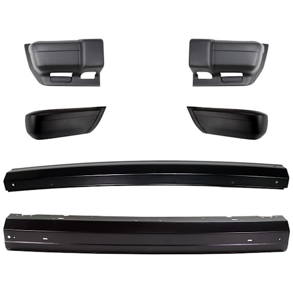 1999 Jeep Cherokee - 6-Piece Kit Front Bumper, Canada or USA Built Vehicle, Painted Black, Sport Utility, Includes (2) Bumper and (4) Bumper End