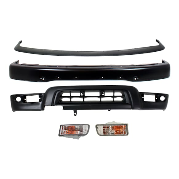 5-Piece Kit, Front Bumper, Sport Utility, For Models With Sport Package and Fender Flare Holes, Painted Black, Includes (1) Bumper, (1) Bumper Trim, (2) Turn Signal Light, and (1) Valance