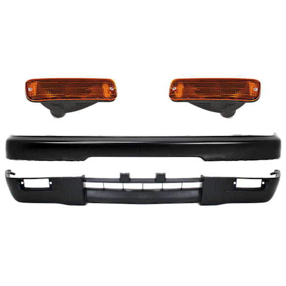 1997 Toyota Tacoma - 4-Piece Kit Front Bumper, Fleetside, 4WD, Painted Black, Includes (1) Bumper, (2) Turn Signal Light, and (1) Valance