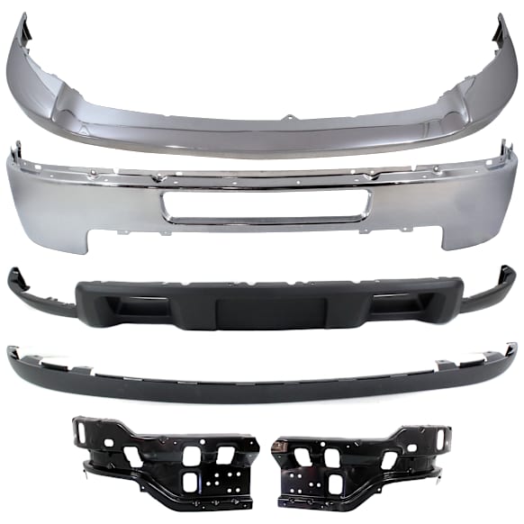 2011 Chevrolet Silverado 2500 HD - 6-Piece Kit Front Bumper, Chrome, Includes (1) Bumper, (2) Bumper Bracket, (1) Bumper Trim, and (2) Valance
