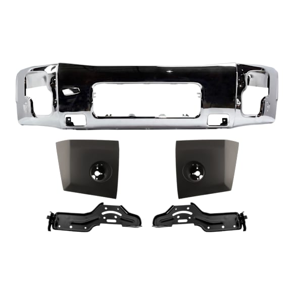 5-Piece Kit, Front Bumper, Chrome, Includes (1) Bumper, (2) Bumper Bracket, and (2) Bumper End