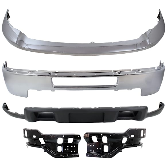 2013 Chevrolet Silverado 2500 HD - 5-Piece Kit Front Bumper, Chrome, Includes (1) Bumper, (2) Bumper Bracket, (1) Bumper Trim, and (1) Valance