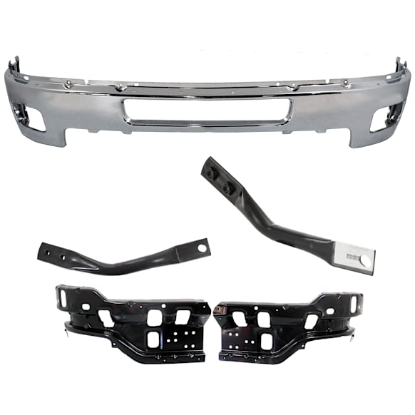5-Piece Kit, Front Bumper, Chrome, Includes (1) Bumper and (4) Bumper Bracket
