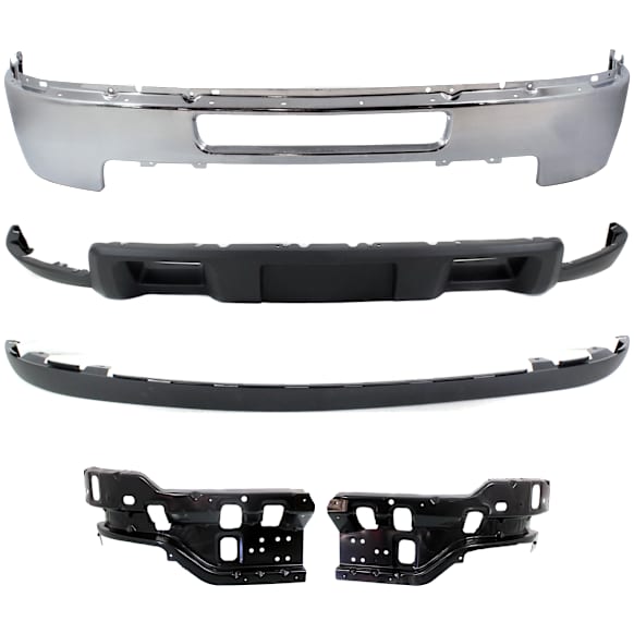 2011 Chevrolet Silverado 2500 HD - 5-Piece Kit Front Bumper, Chrome, Includes (1) Bumper, (2) Bumper Bracket, and (2) Valance