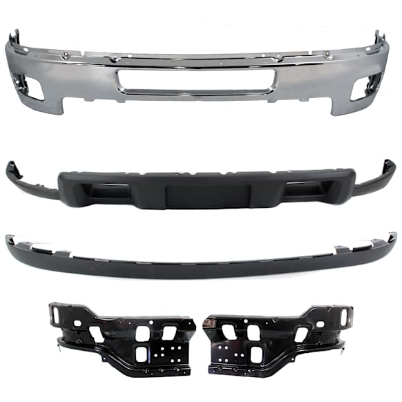 2011 Chevrolet Silverado 2500 HD LT - 5-Piece Kit Front Bumper, Chrome, Includes (1) Bumper, (2) Bumper Bracket, and (2) Valance