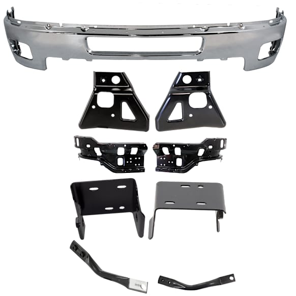 9-Piece Kit, Front Bumper, Chrome, Includes (1) Bumper and (8) Bumper Bracket