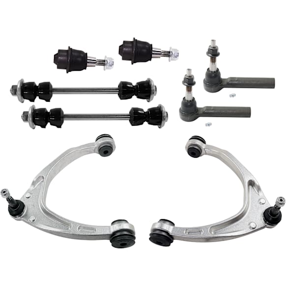 2014 GMC Sierra 1500 - 8-Piece Kit Front, Driver and Passenger Side, Upper Control Arm, 4WD, Reinforced Design for Increased Strength and Durability; Greaseable; Hardware Included, Includes (2) Ball Joint, (2) Control Arm, (2) Sway Bar Link, and (2) Tie Rod End