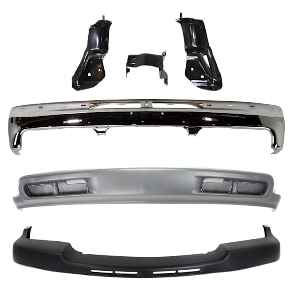 2002 Chevrolet Silverado 2500 HD LS - 4-Piece Kit Front Bumper, New Body Style, Chrome, Includes (1) Bumper, (3) Bumper Bracket, (1) Bumper Trim, and (1) Valance