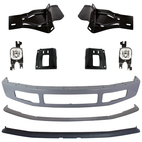 9-Piece Kit, Front Bumper, Paint to Match, Includes (1) Bumper, (4) Bumper Bracket, (1) Bumper Trim, (2) Fog Light, and (1) Valance