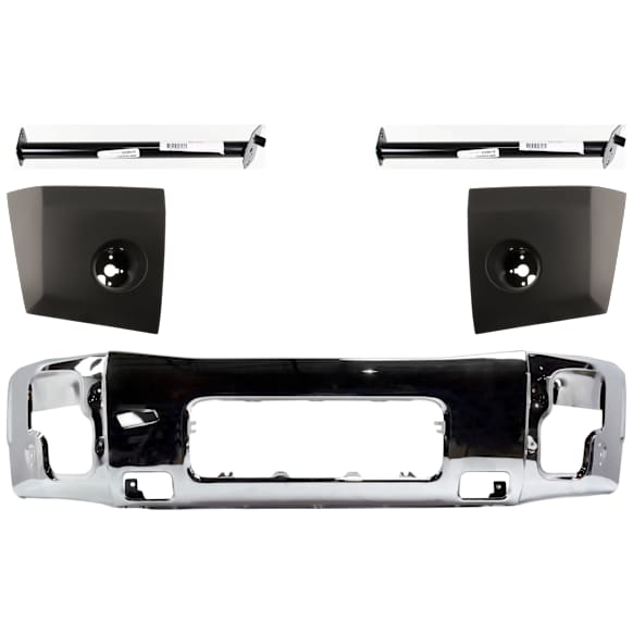 2006 Nissan Titan - 5-Piece Kit Front Bumper, Chrome, Includes (1) Bumper, (2) Bumper Bracket, and (2) Bumper End