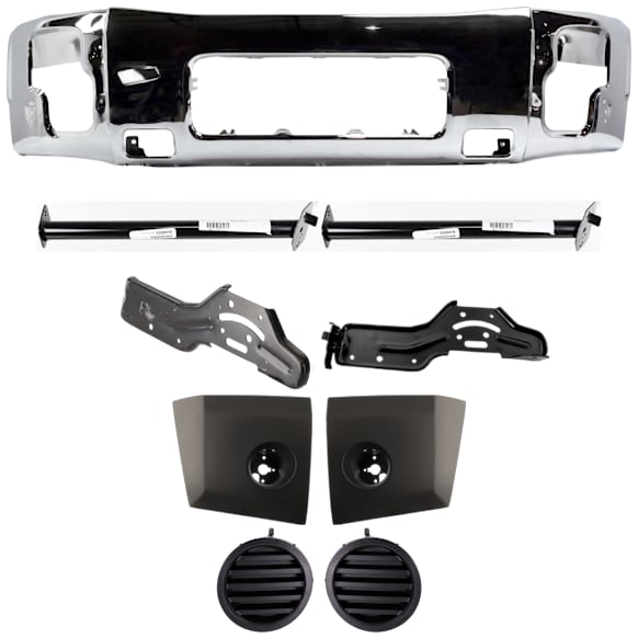 2006 Nissan Titan - 9-Piece Kit Front Bumper, Chrome, Includes (1) Bumper, (4) Bumper Bracket, (2) Bumper End, and (2) Fog Light Cover