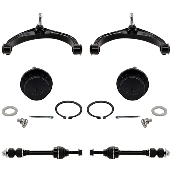 6-Piece Kit Control Arm Includes (2) Ball Joint, (2) Control Arm, and (2) Sway Bar Link