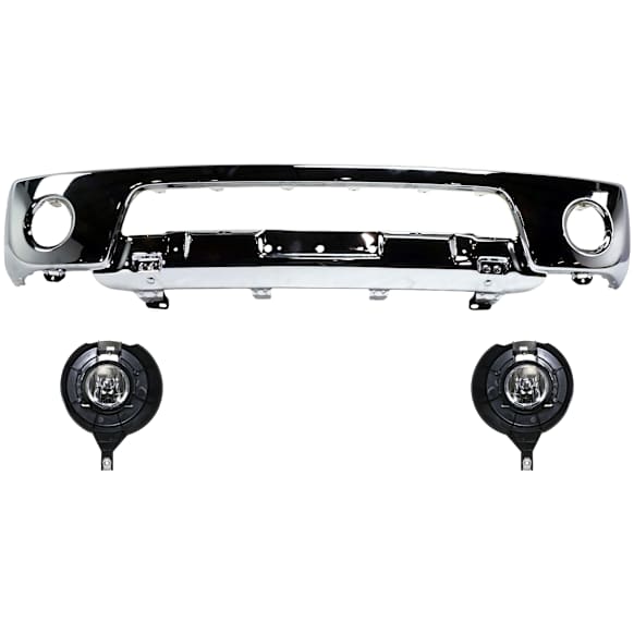 2005-2008 Nissan Frontier - 3-Piece Kit, Front, Lower Bumper, Chrome, Includes (1) Bumper and (2) Fog Light