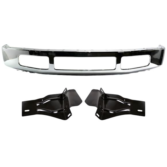 3-Piece Kit, Front Bumper, Chrome, Includes (1) Bumper and (2) Bumper Bracket